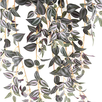 feuilles TRADESCANTIA artificiel vert violet 110 cm