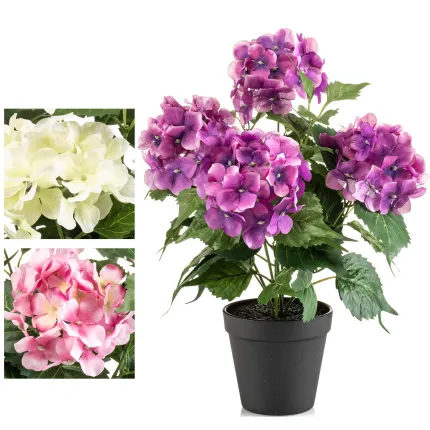 Plante hortensia artificielle avec pot 60 cm Bleu - Plante Artificielle - Hortensia - Fleur
