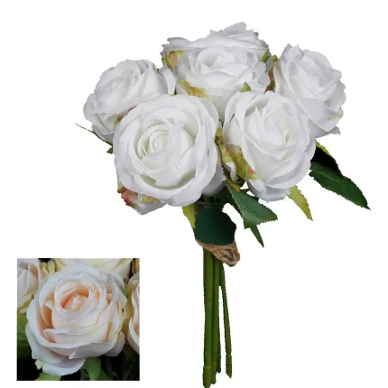 Bouquet artificiel de 6 roses 22 cm