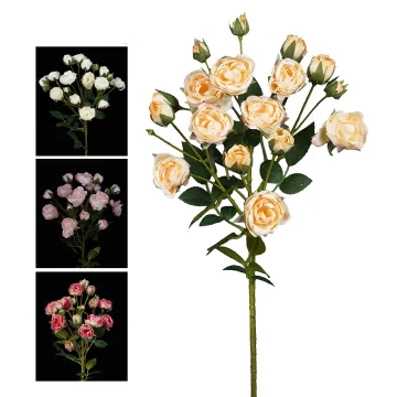 Tige de ROSE artificielle buisson 58 cm - 4 couleurs