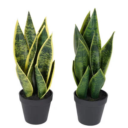 SANSEVIERIA artificiel 41 cm en pot - 2 couleurs