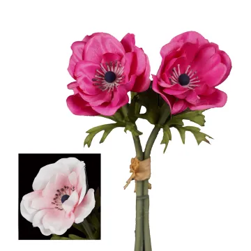 ANEMONES artificielles 27 cm - 2 couleurs