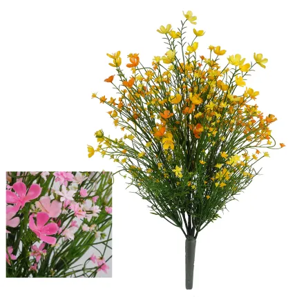 bouquet artificiel CHAMPETRE 46 cm - jaune et rose