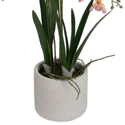 ORCHIDEE artificielle RENANTHERA 55 cm en pot - poterie
