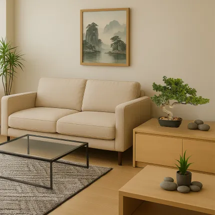 BONSAI pin artificiel  43 cm dans un salon en situation