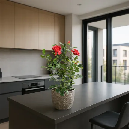 ROSIER artificiel Royal 60 cm - mise en situation dans une cuisine