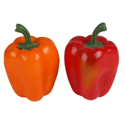 POIVRON artificiel 12 cm orange et rouge de face