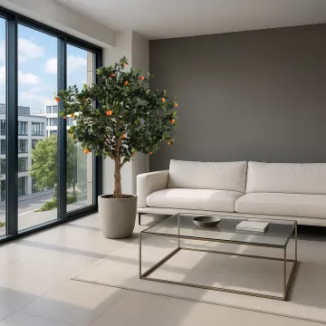 ORANGER artificiel arbre 210 cm dans un salon mis en situation