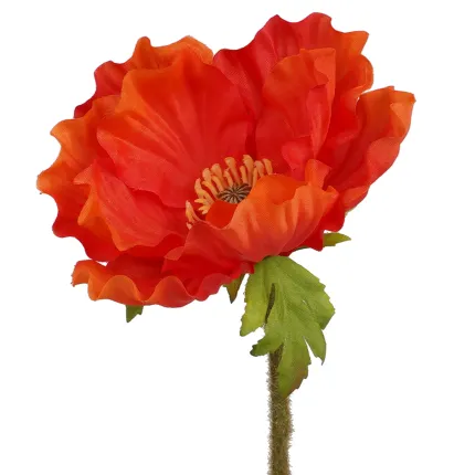 Fleur de pavot artificiel rouge orange