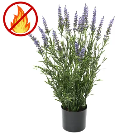 LAVANDE artificielle en pot 55 cm anti feu et extérieur