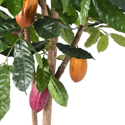 CACAOYER artificiel 210 cm en pot - cabosse et feuilles