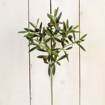 branche OLIVIER artificiel NATUREL 50 cm sur bois