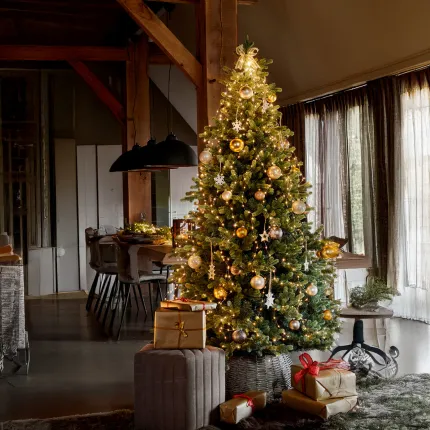 Guirlande lumineuse parapluie extérieur spéciale sapin - montage 1 dans un sapin dans un salon