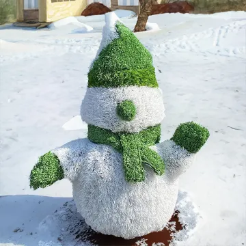 BONHOMME DE NEIGE en gazon synthétique déco de jardin enneigé