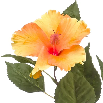 HIBISCUS artificiel jaune 60 cm jaune -fleur