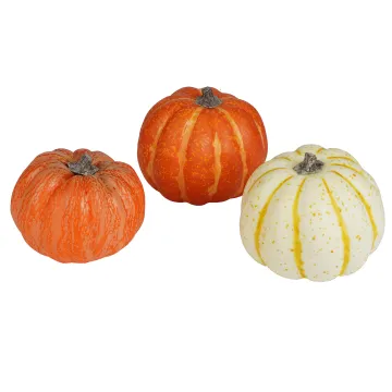 CITROUILLE artificielle 8 à 10 cm  lot de 3