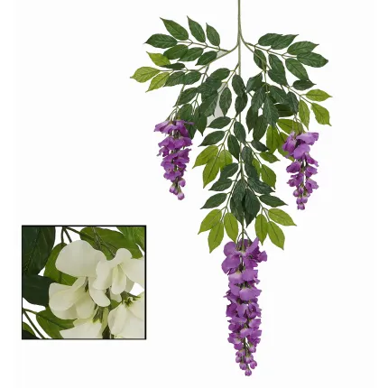 GLYCINE  artificielle 3 fleurs 90 cm - 2 couleurs