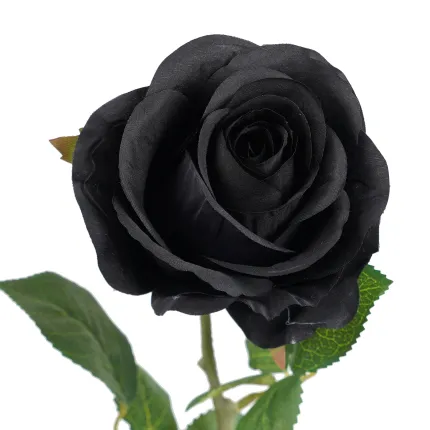 Rose artificielle noire ouverte - détail