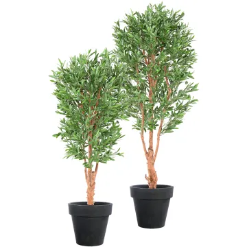 OLIVIER artificiel plastique  tronc noueux 140 ou 170 cm  (olives ) dans un pot décoratif