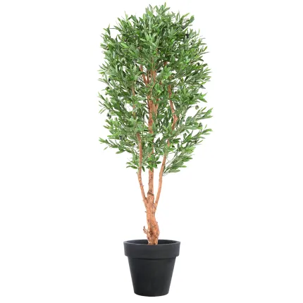 OLIVIER artificiel plastique  tronc noueux 170 cm  (olives ) dans un pot de présentation
