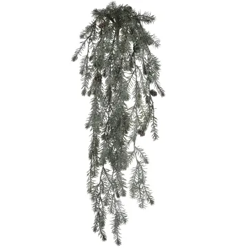 Branche chute artificielle de SAPIN et pomme de pin 80 cm effet pailleté