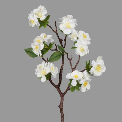 Branche de CERISIER artificiel 49 cm blanc - sur fond gris