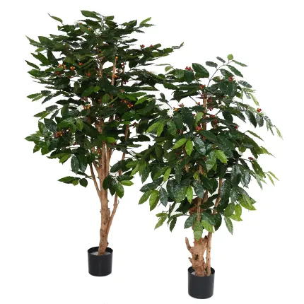 CAFEIER artificiel FLEURS  TRONCS NOUEUX  150 et 175 cm