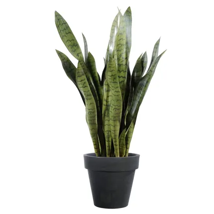 Sanseveria artificiel vert ignifugé présenté en pot