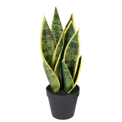 SANSEVIERIA artificiel vert jaune 41 cm en pot