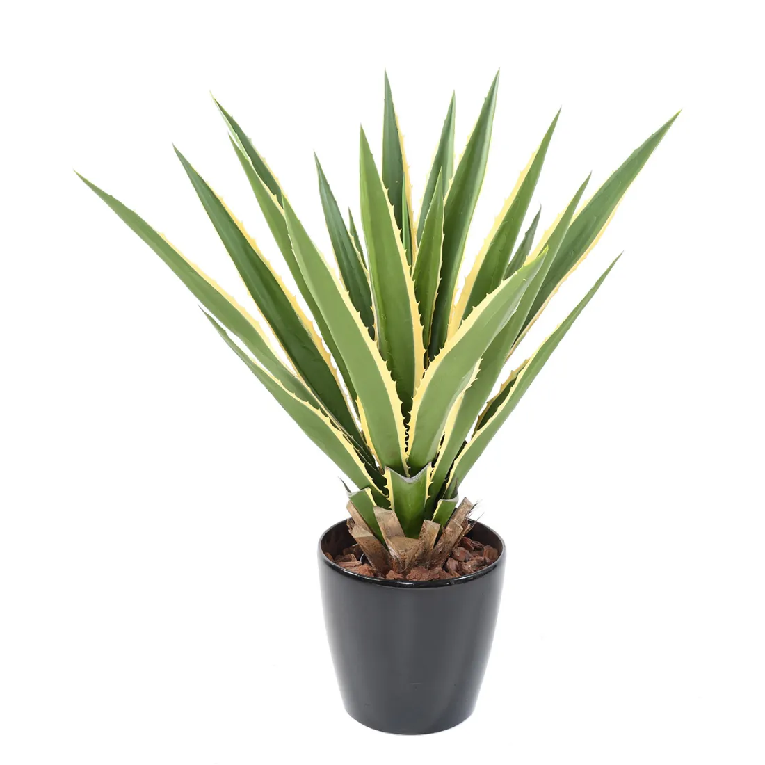 AGAVE FURCRAEA artificielle vert jaune  80 cm - en pot