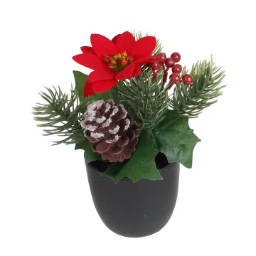 composition POINSETTIA artificiel 15 cm