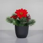 composition POINSETTIA artificiel 15 cm - détails sur fond