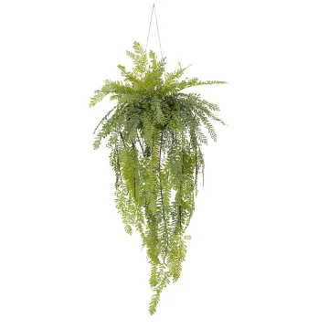 Suspension fougère 108 cm sur fausse bûche de bois