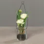 RENONCULE artificielle en pot verre à poser ou à suspendre 14 cm sur plan de travail