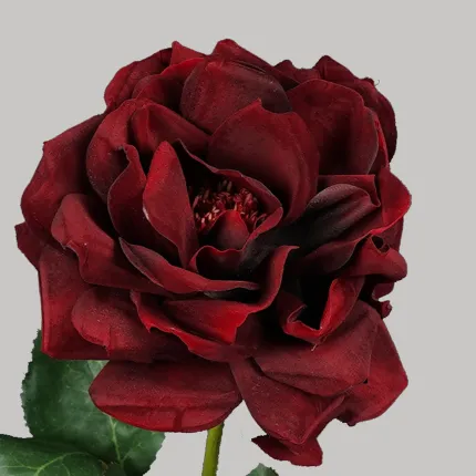 ROSE artificielle pourpre 70 cm - détail fleur