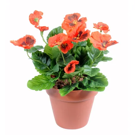 PENSEE artificielle orange 27 cm - en pot marron