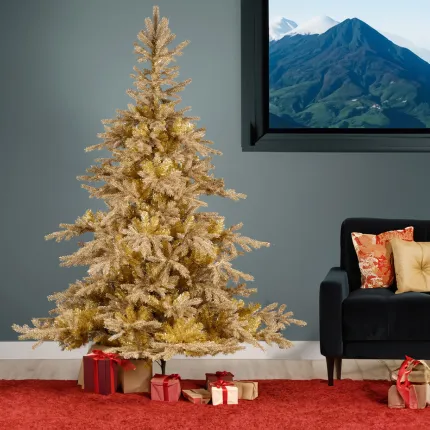 SAPIN artificiel or 180 cm - dans un salon