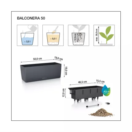 Lechuza Balconera Cottage gris anthracite L 50 cm - dimension