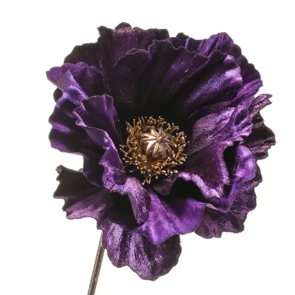 PAVOT artificiel violet 78 cm - fleurs détails