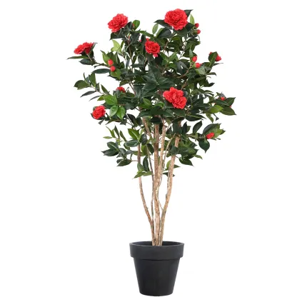 CAMELIA artificiel JAPONICA double 160 cm rouge en pot