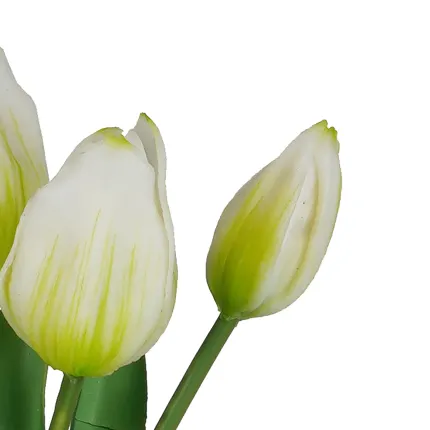 fleurs botte de 5 TULIPES artificielles blanche 31 cm