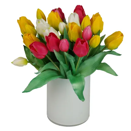 bouquets de botte de 5 TULIPES artificielles 31 cm - 3 couleurs