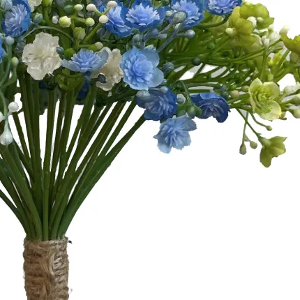 bouquet de gypsophile artificiels 25 cm bleu - détails tige