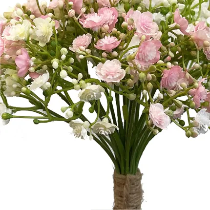 bouquet de gypsophile artificiels 25 cm rose - détails tige