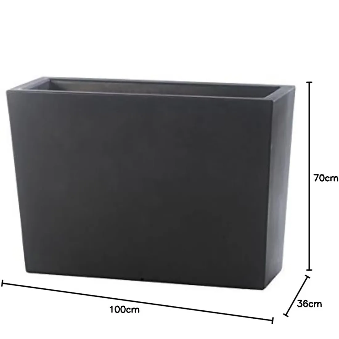 Jardinière Strevi cube haute gris anthracite 70 cm Largeur  100 cm - dimensions