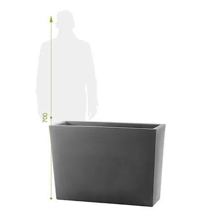 Jardinière Strevi cube haute 70 cm Largeur  100 cm - hauteur par rapport à une personne