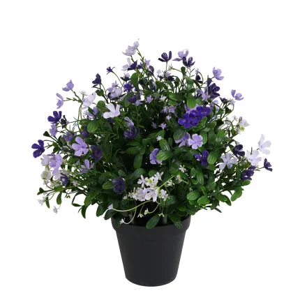 Saponaire artificielle violette en fleur 40 cm en pot