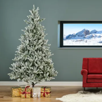 SAPIN artificiel des neiges 150 cm à 210 cm dans un salon