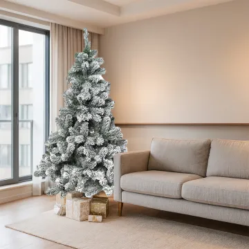 SAPIN artificiel enneigé impérial 120 cm à 180 cm - dans un salon