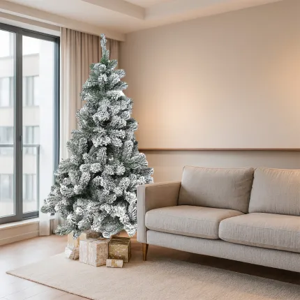 SAPIN artificiel enneigé impérial 120 cm à 180 cm - dans un salon